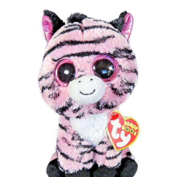 TY Beanie Boos Zoey the Zebra 6" Plush Glam Pink Black Striped Stuffed Animal - Picture 1 of 16
